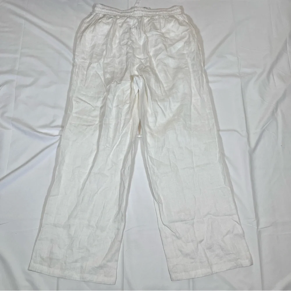 Feel Good Store Women’s L White Linen Wide Leg Pants Loose Fit Casual‎
